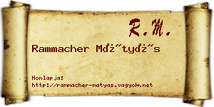 Rammacher Mátyás névjegykártya